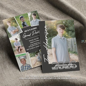 Multiple Photo Collage Grad Announcement, Editable Graduation Invitation Template for Corjl, Double Sided Class of 2026 High School Senior image 8