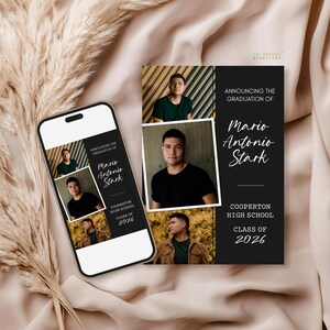 Senior Boy 2026 Graduation Announcement, 5x7 Modern Grad Invite Template for Corjl, Editable Online, Download & Print or Send Digitally image 10