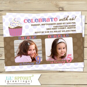 Double Invitation Anniversaire Pink Cupcake Invitation Etsy Double Invitation Anniversaire Pink Cupcake Invitation Etsy