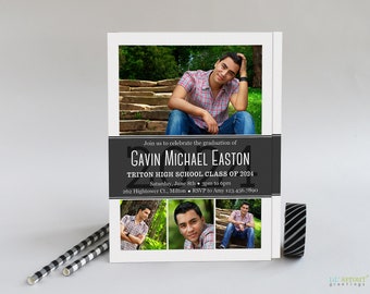 Class of 2024 Senior Graduation Announcement or Photo Invitation, Printable 5x7 Inch Digital File in PDF or JPEG to Print Your Own Cards