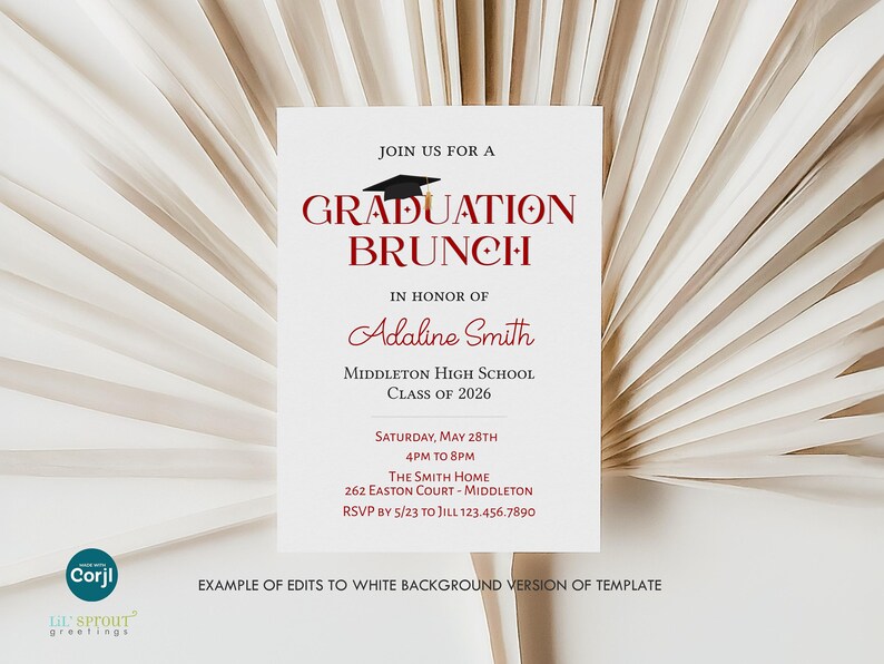 2026 Graduate Party Invitation Template, Grad Invite to Edit Online Using Corjl & Instantly Download, Both 4x6" and 5x7" Card Sizes Included image 9