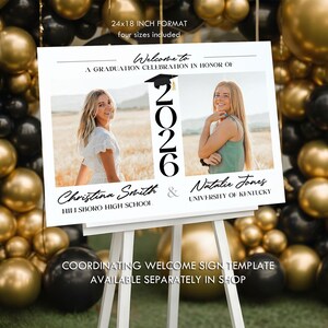 Invitación doble para fiesta de graduación con fotos - Plantillas de 4x6" y 5x7" incluidas - Edita en línea, personaliza colores, descarga archivos al instante imagen 15