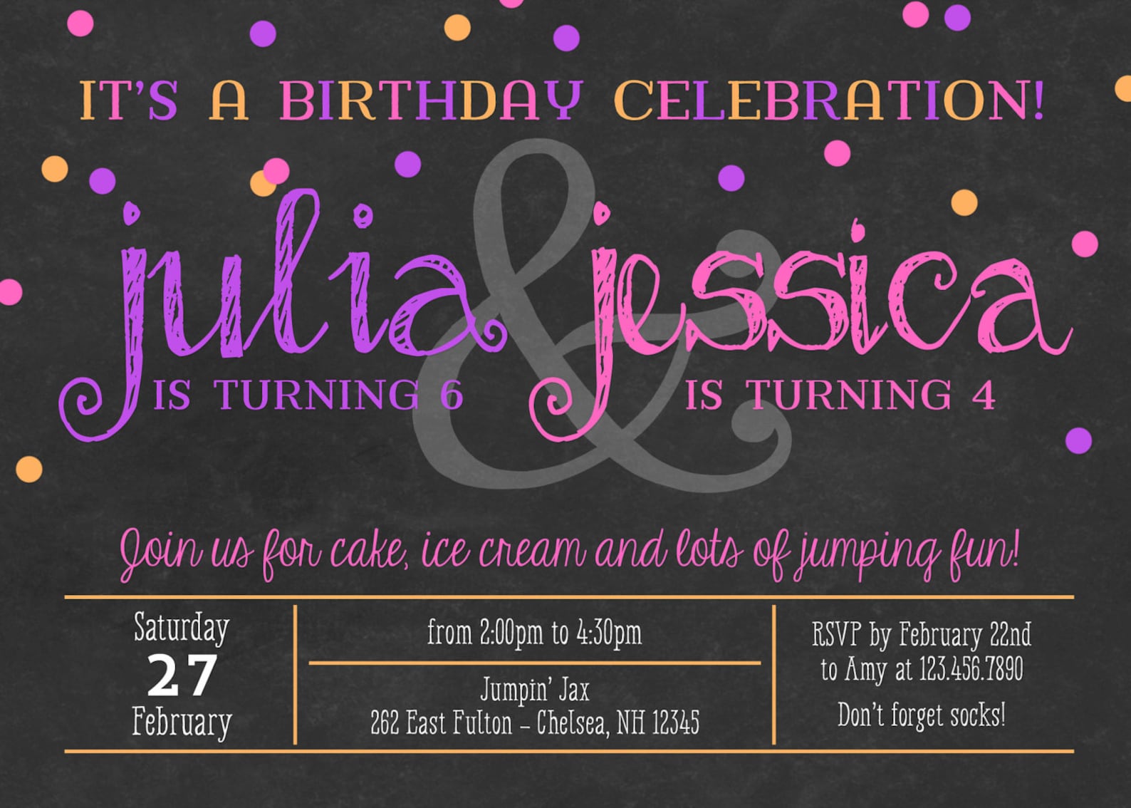 Joint Combined Birthday Party Invitation Twin Birthday Etsy