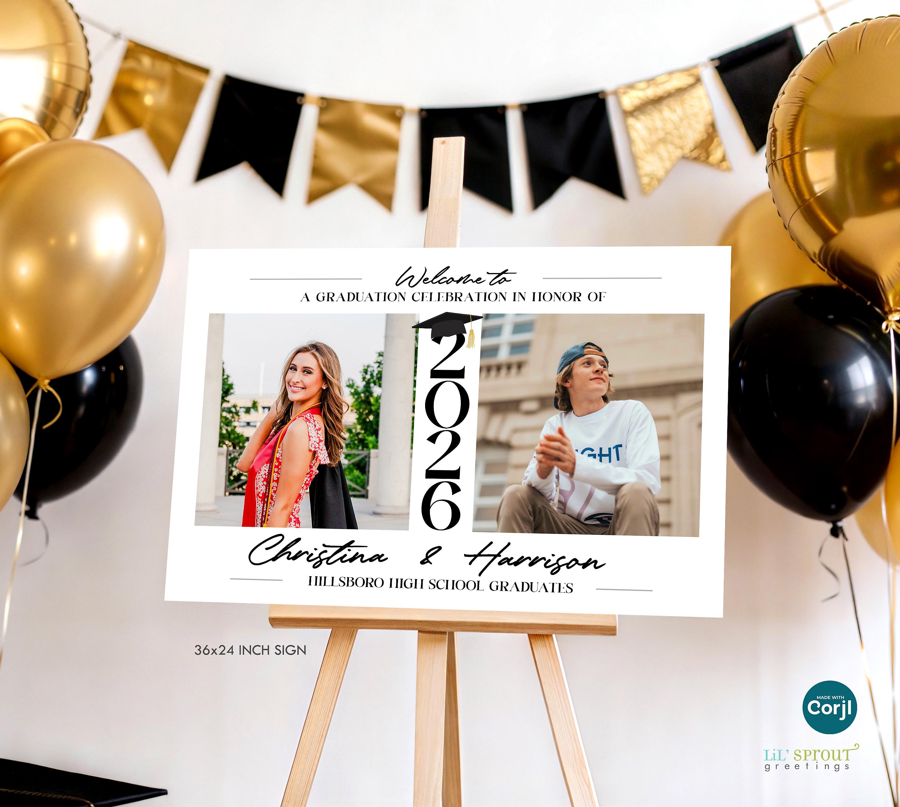Simple Sibling Sign 2026 Sibling Graduation Welcome Sign - Editable Template in 4 Sizes ...