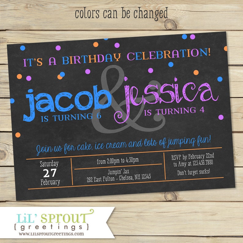 Joint Combined Birthday Party Invitation Twin Birthday Etsy