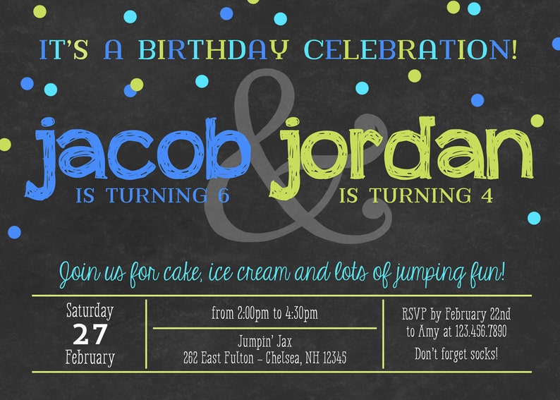 Joint Combined Birthday Party Invitation Twin Birthday - Etsy