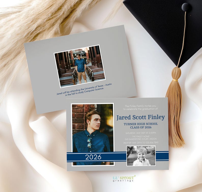 Invito alla laurea con foto semplice, modello di annuncio per diplomati, modifica online - personalizza i colori e scarica subito immagine 8