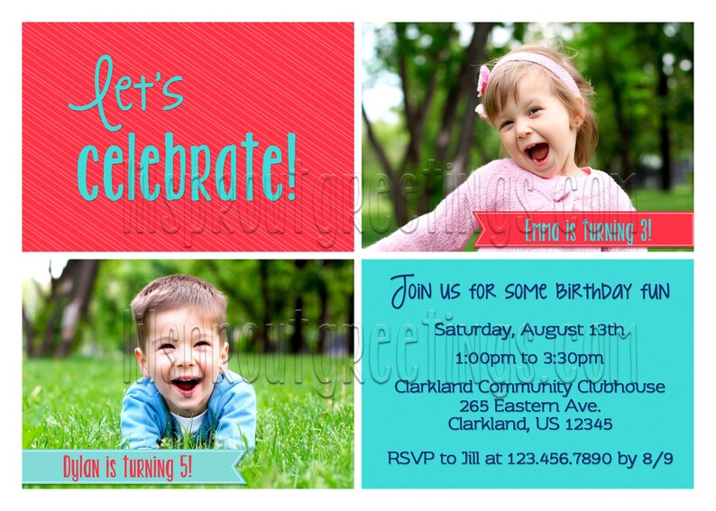 Joint Birthday Party Invitation Sibling Birthday Invite Twin - Etsy