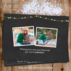 Merry Lights Chalkboard Holiday Christmas Photo Card Red Green or Red Blue Portrait or Landscape Single Photo Card Print Your Own DIY image 5
