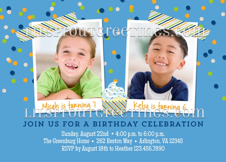 Combined Birthday Party Invitations Boy or Girl Options Etsy