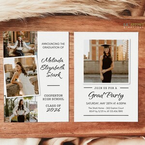Senior Boy 2026 Graduation Announcement, 5x7 Modern Grad Invite Template for Corjl, Editable Online, Download & Print or Send Digitally image 9