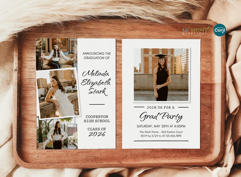 Senior Boy 2026 Graduation Announcement, 5x7 Modern Grad Invite Template for Corjl, Editable Online, Download & Print or Send Digitally image 9