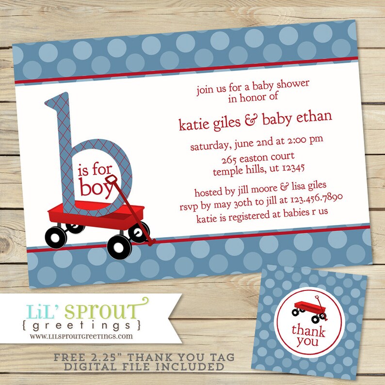 Red Wagon Baby Shower Invitation Radio Flyer Inspired Shower Etsy