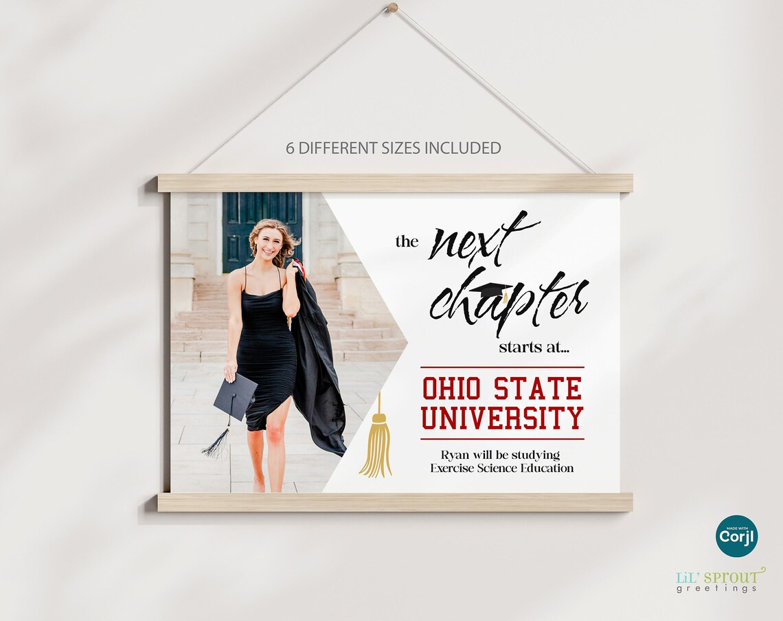 Graduation Next Chapter Printable Sign With Photo, 6 Sizes Included ...