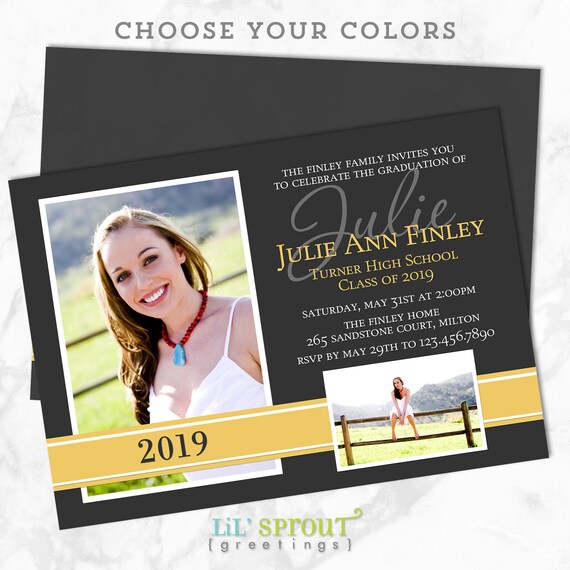 Simple Photo Graduation Announcement College High School Senior Printable Invitation Custom Colors Open House Invite Class Of 2020 By Lil Sprout Greetings Catch My Party