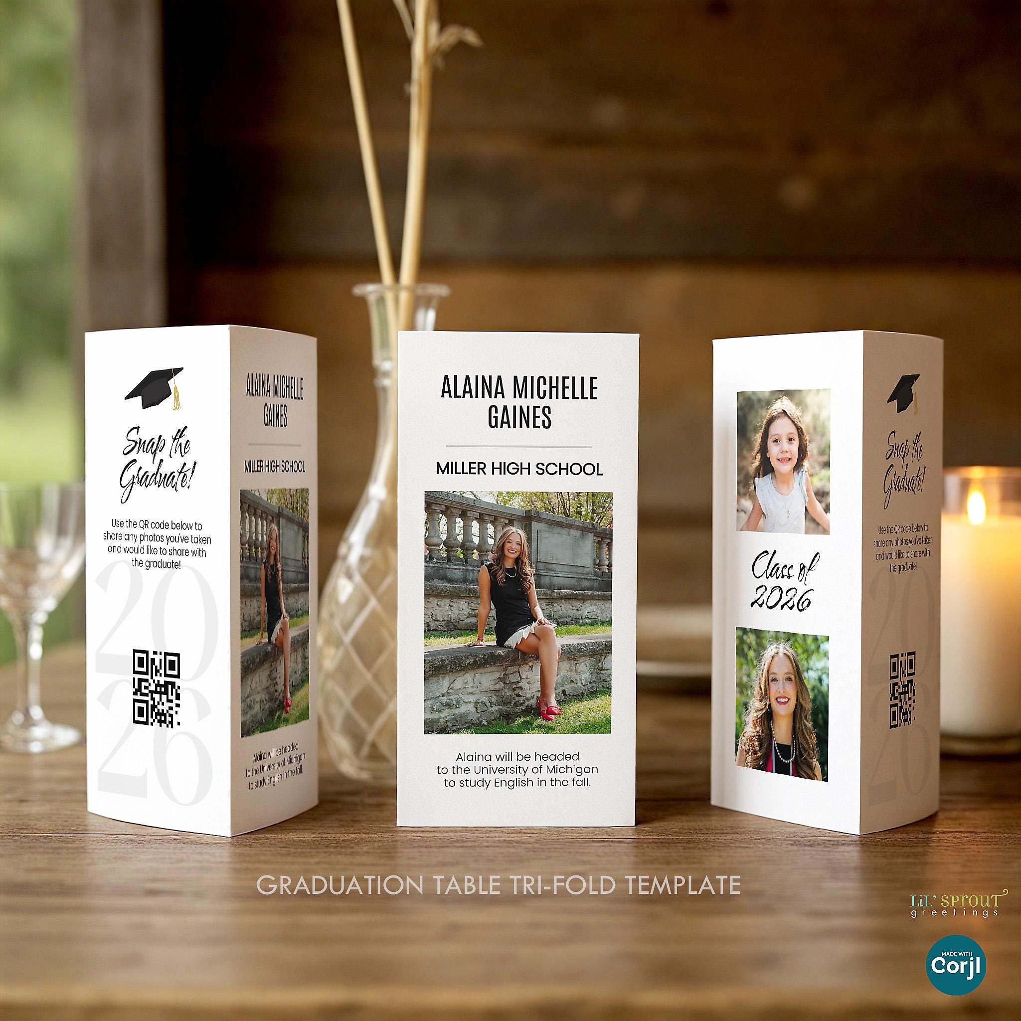 Triangle Graduation Graduation Triangle Table Sign - Grad Party Trifold Centerpiece ...