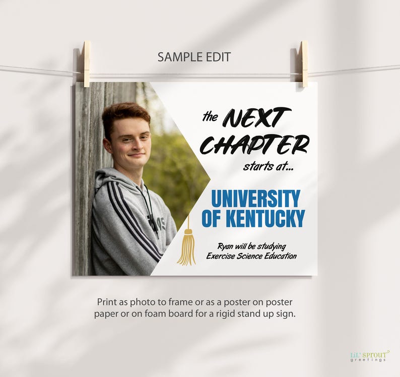 Graduation Next Chapter Printable Sign With Photo, 6 Sizes Included ...