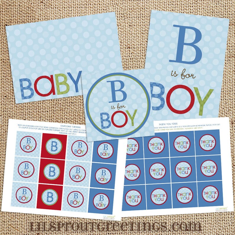 Printable Baby Boy Shower Decorations Instant Download Red Etsy