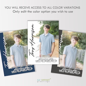 Multiple Photo Collage Grad Announcement, Editable Graduation Invitation Template for Corjl, Double Sided Class of 2026 High School Senior image 4