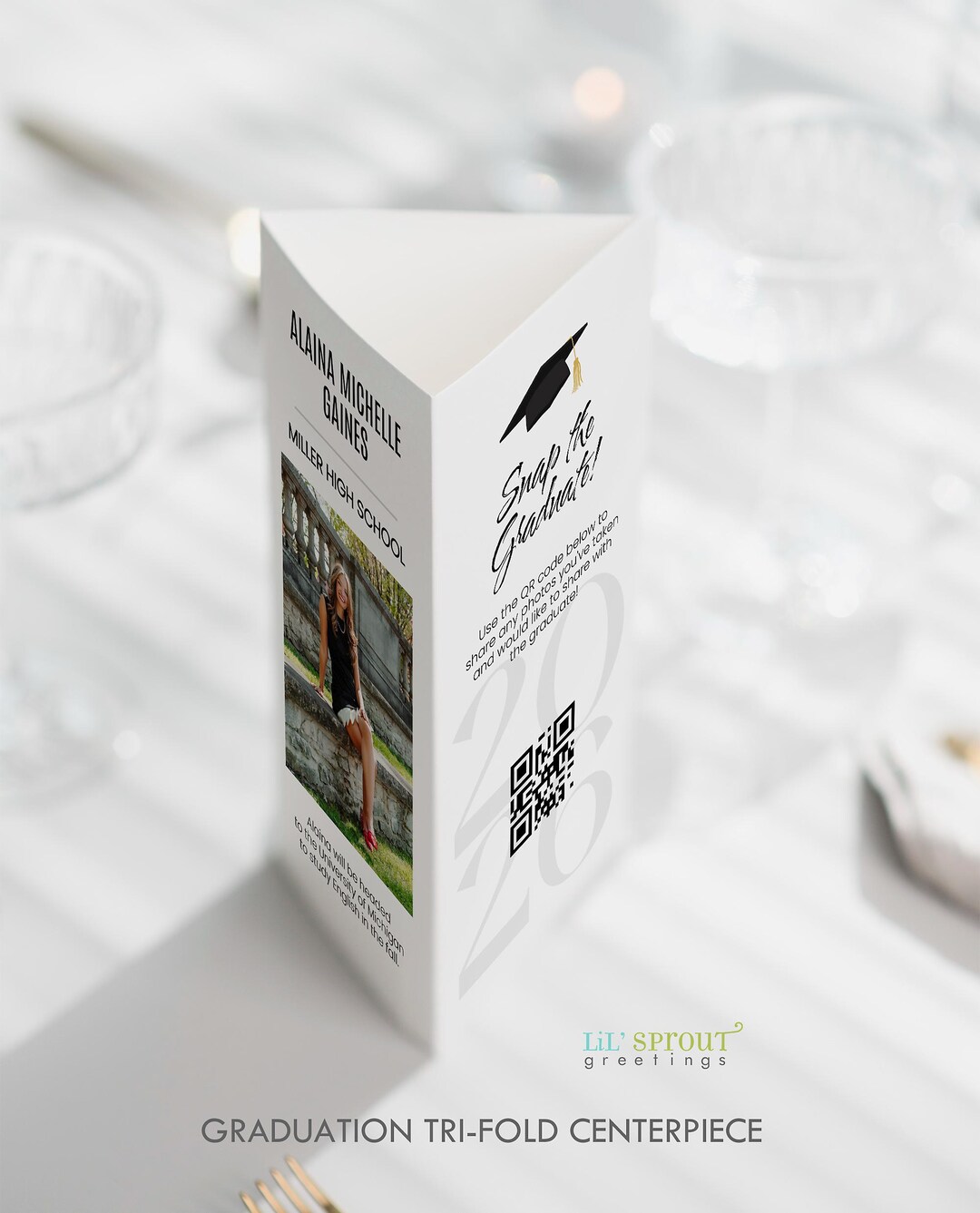 Graduation Triangle Table Sign - Grad Party Trifold Centerpiece ...