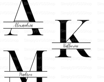 Split Monogram Alphabet SVG, PNG, Split Monogram Frame Alphabet, Split Monogram SVG, svg files for Cricut, 26 Individual Svg Png Cut Files