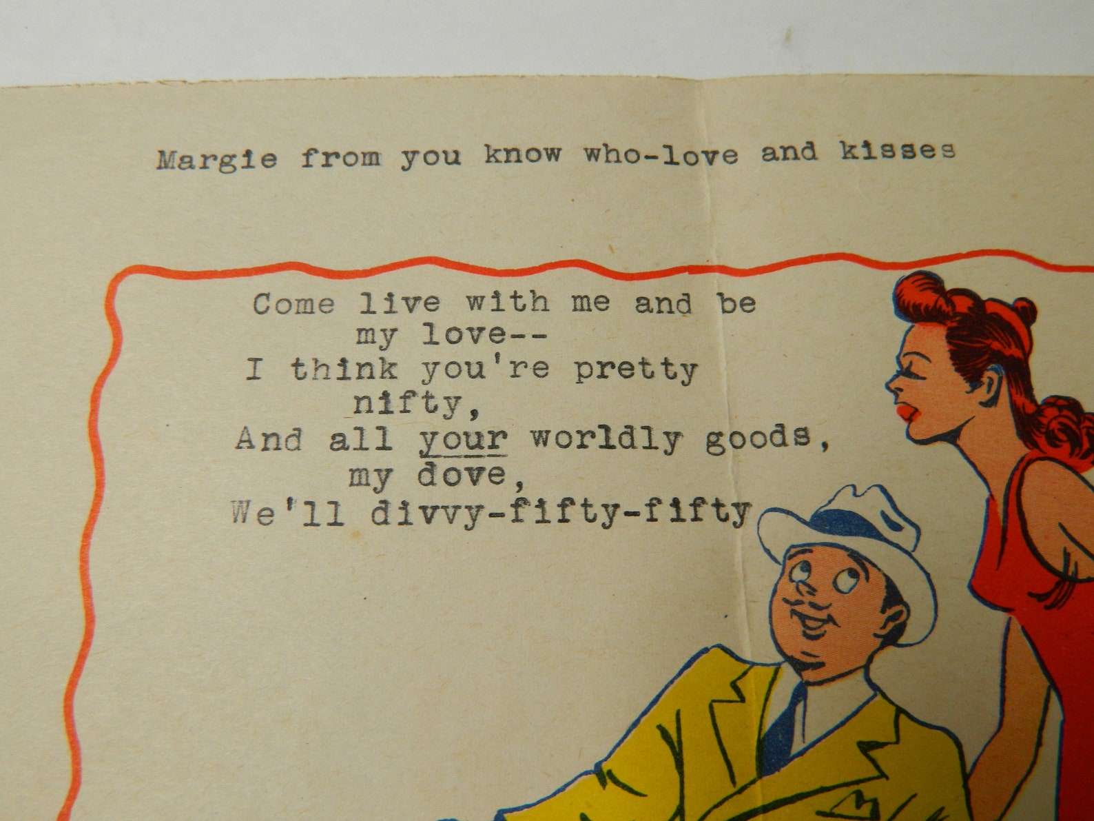 Late 1940s Boyfriend Love Proposal valentine poster art poem | Etsy