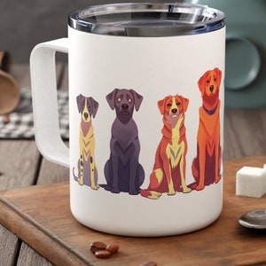 Many Dogs Insulated 10oz Stainless Steel Coffee Mug With Lid Gift For New Dog Parents Mug For Dog Lover Gift