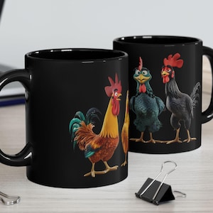 Chicken Team 11oz Mug 15oz Black Ceramic Coffee Mug Funny Chicken Gift