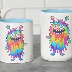 Happy Tie Dye Monster 15oz 11oz Accent Ceramic Mug For Morning Coffee Mug Gift For Coworker Funny Office Mug For Work From Home Gift