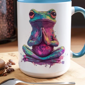 Meditating Frog Coffee Mug: Funny Yoga Gift for Yogi