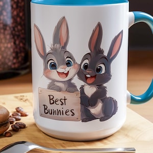 Best Bunnies Accent Ceramic 11oz 15oz Coffee Mug Funny Rabbit Morning Animal Lover Gift Novelty Kitchen Decor Funny Bunny Work Office Mug