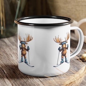 Moose Ski 12oz Steel Camp Cup Enamel Glazed Cup For Backpacking Adventure Mug Camping Gift For Outdoors Mug Durable Alpine Outdoor Gift