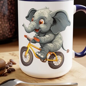 Elephant Riding Bicycle Mug: Funny Beginner Cycling Gift - 15oz