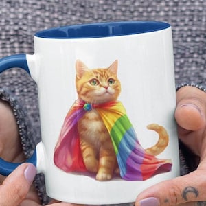Pride Cat Accent Mug: LGBTQ Gift for Cat Lover (11oz/15oz)