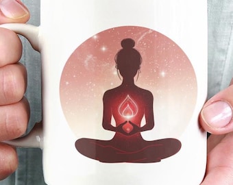 Spiritual Meditation Coffee Mug, Inspiring Mug For Yoga Lovers, Cosmic Art Mug, Zen Coffee Cup, Women&#39;s Gift Of Mindfulness And Relaxation