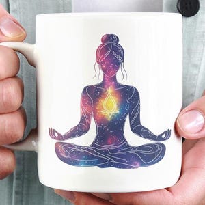 Meditation Space Themed Coffee Cup For Women, Third Eye Chakra Mug, Gift For Yoga Lovers, Mindfulness Present, Universe Design, Spiritual