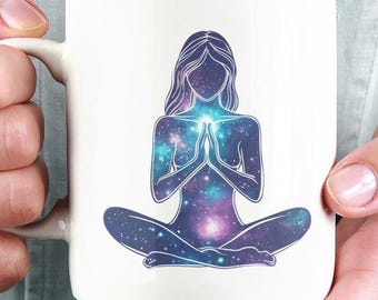 第三の目チャクラコーヒーマグ：スピリチュアルな女性の瞑想、ボヘミアン禅セラミック