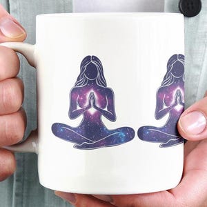 Spiritual Meditation Coffee Mug, Inspiring Mug For Yoga Lovers, Cosmic Art, Zen Coffee Cup, Women&#39;s Third Eye Chakra Gift For Mindfulness
