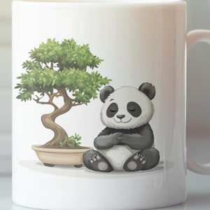 Panda Peace Accent Ceramic 11oz 15oz Coffee Mug Spiritual Meditator Zen Meditation Calm Gift For Spiritual Animal Lover Cute Panda Mug Gift