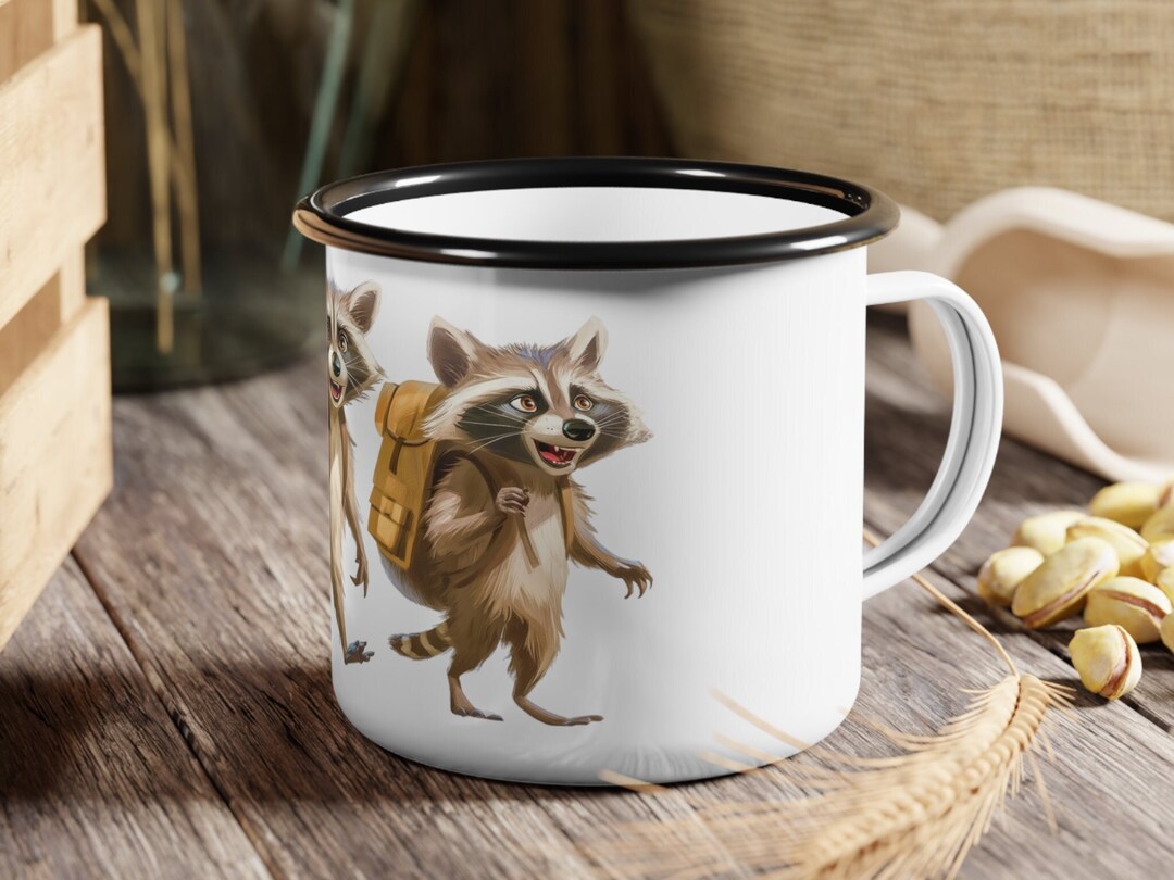 Backpacking Raccoons Enamel Camp Cup: Outdoors Adventure Mug - Etsy