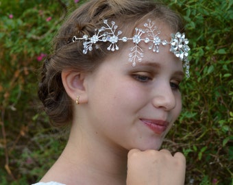 Beautiful Swarovski Crystal Beaded Snowflake Bridal Tiara Wedding Hair Vine