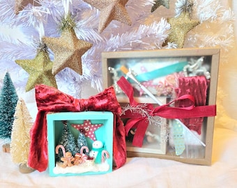 DIY Christmas Gingerbread Snowman Shadow Box: Holiday Kids Craft Kit, Seasonal Decor