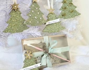 DIY Christmas Tree Ornament Kit: Green Glass Glitter, Holiday Craft