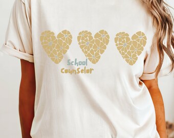 School Counselor Hearts T-Shirt: Garment-Dyed Comfort Colors Tee