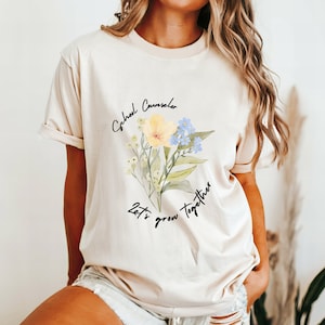 School Counselor Comfort Colors® flower Shirt, School Counselor Gift, Therapist Shirt, School Psychologist Shirt, Therapy shirt
