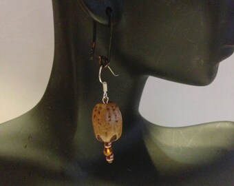 Whole Nut Bead Earrings