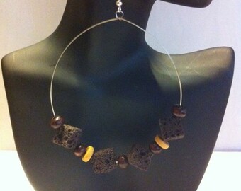 Beaded Lava hoop Earrings