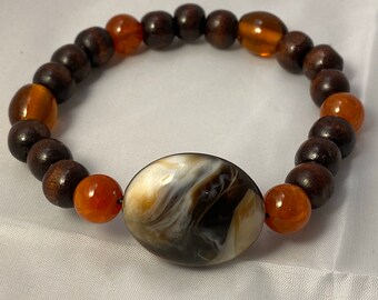 Men’s Bracelet-beaded stretch wooden bracelet