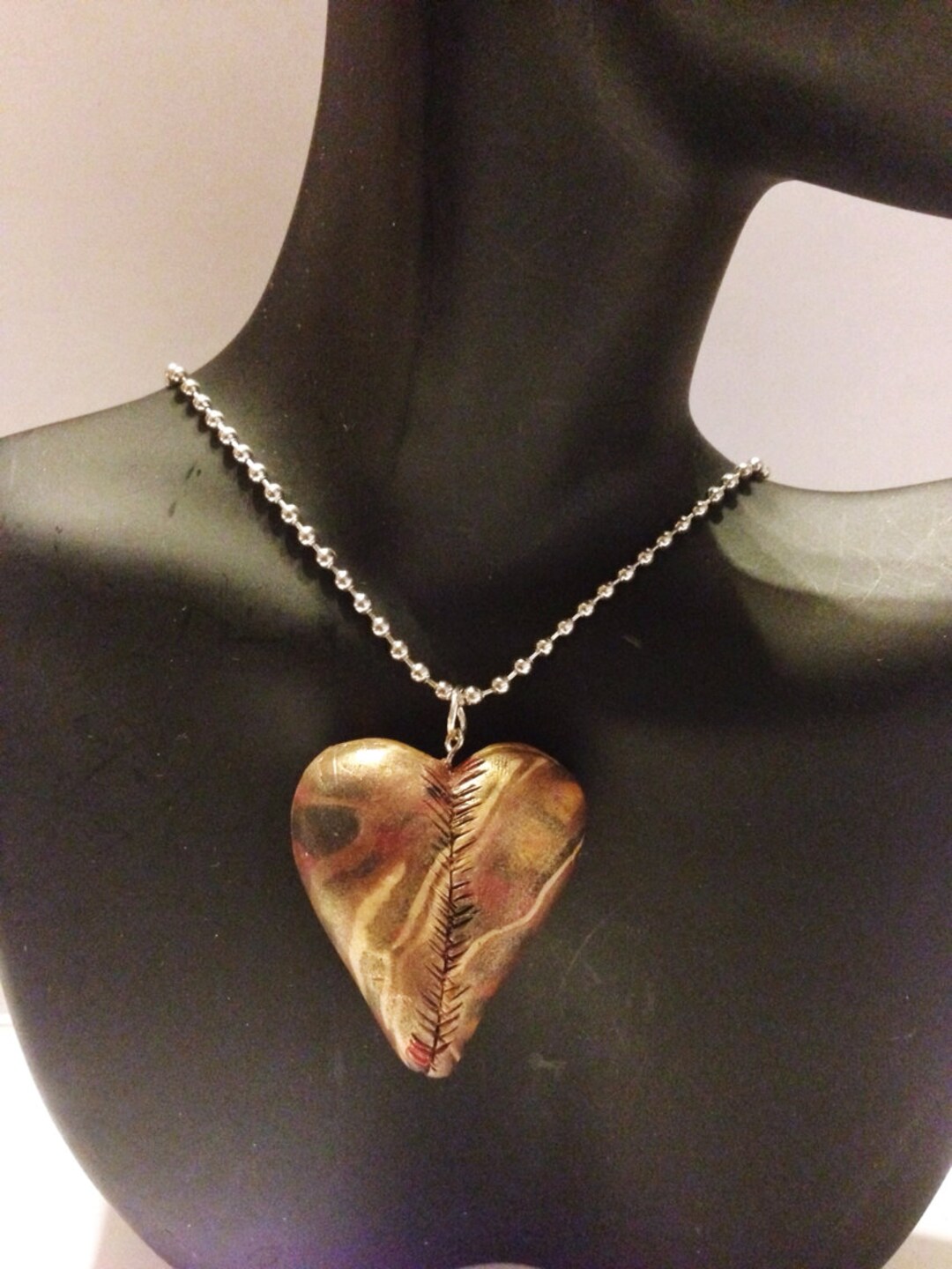 Polymer Clay Heart Necklace Etsy