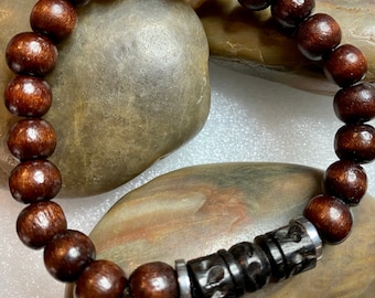 Natural Wood & Horn Beads Bracelet(Men)